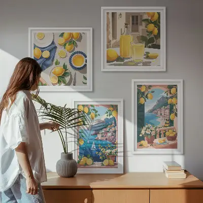 Italienske citroner fra Sea Window billedvæg til over sofaen