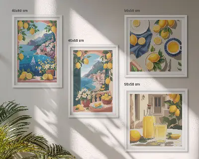Italienske citroner fra Sea Window billedvæg til over sofaen