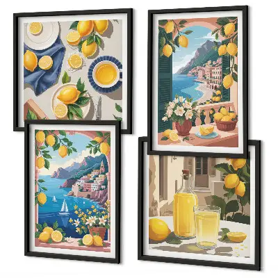 Italienske citroner fra Sea Window billedvæg til over sofaen