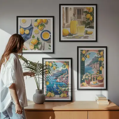 Italienske citroner fra Sea Window billedvæg til over sofaen