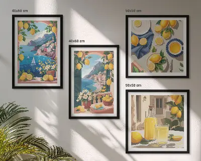 Italienske citroner fra Sea Window billedvæg til over sofaen