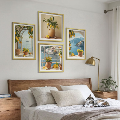 Billedvæg over sofa Havby citroner blomster