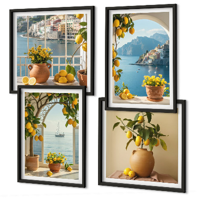 Billedvæg over sofa Havby citroner blomster
