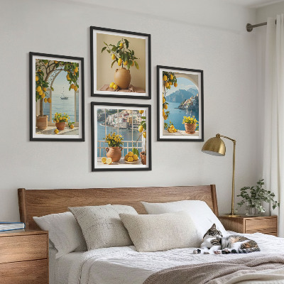 Billedvæg over sofa Havby citroner blomster
