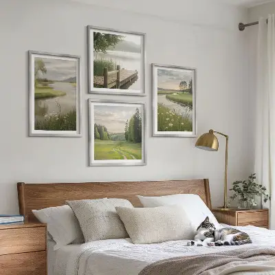 Sommerlandskaber flodeng billedvæg til over sofaen