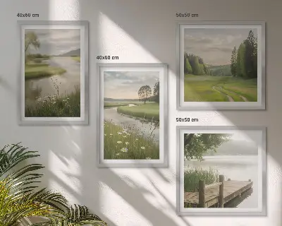 Sommerlandskaber flodeng billedvæg til over sofaen