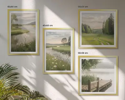 Sommerlandskaber flodeng billedvæg til over sofaen