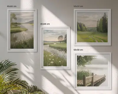 Sommerlandskaber flodeng billedvæg til over sofaen