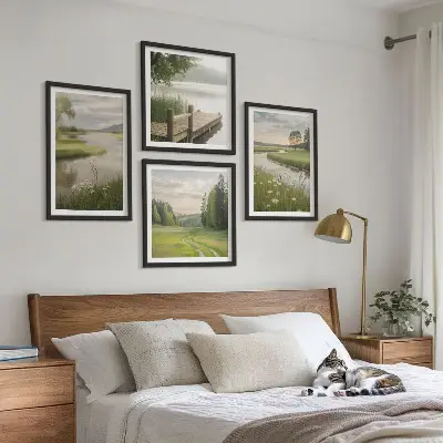 Sommerlandskaber flodeng billedvæg til over sofaen