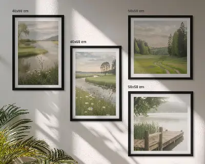 Sommerlandskaber flodeng billedvæg til over sofaen