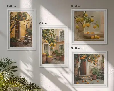 Citrushave i solen billedvæg til ophæng over sofa