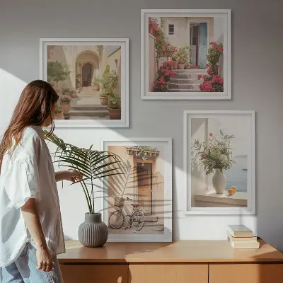 Charmerende gader ved kysten billedvæg til ophæng over sofaen