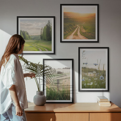 Billedvæg over sofa Landskaber natur marker sol