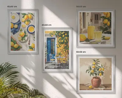Citronhave med drikkevarer billedsæt med ramme
