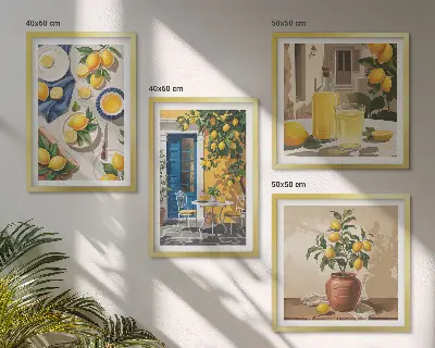 Citronhave med drikkevarer billedsæt med ramme