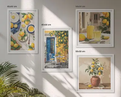Citronhave med drikkevarer billedsæt med ramme