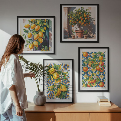 Billedvæg over sofa Farverige abstrakte citrusfrugter
