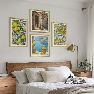 Billedsæt med ramme Citroner, blomster, appelsiner, Italien