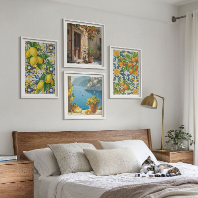 Billedsæt med ramme Citroner, blomster, appelsiner, Italien