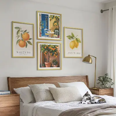 Amalfi citroner og appelsiner billedsæt med ramme