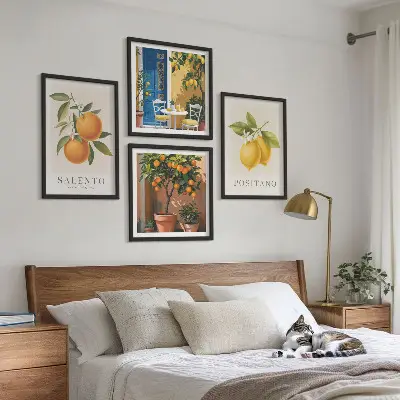 Amalfi citroner og appelsiner billedsæt med ramme