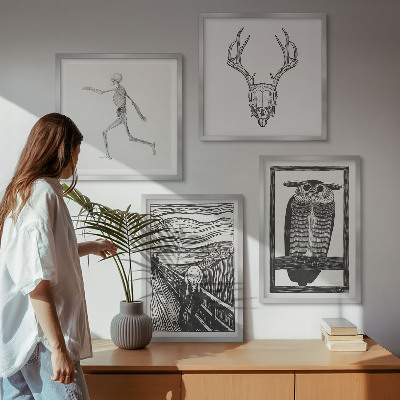 Billedvæg over sofa Inspiration Skrig Kranie Ugle