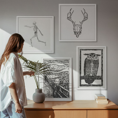 Billedvæg over sofa Inspiration Skrig Kranie Ugle