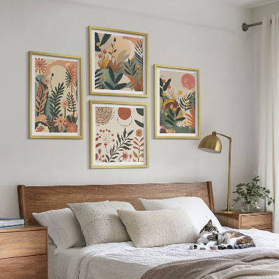 Billedsæt med ramme Pastel plantemønstre