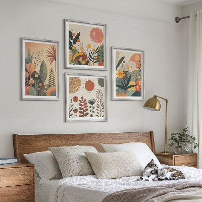 Billedvæg over sofa Boho plantevarme mønstre