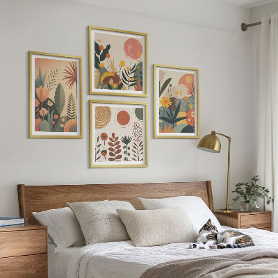 Billedvæg over sofa Boho plantevarme mønstre