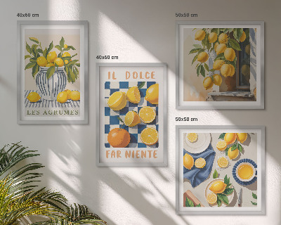 Billedsæt med ramme Retro gule citrusfrugter
