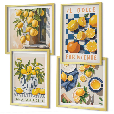 Billedsæt med ramme Retro gule citrusfrugter