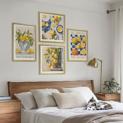 Billedsæt med ramme Retro gule citrusfrugter