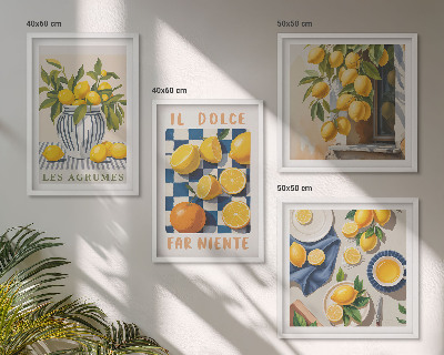 Billedsæt med ramme Retro gule citrusfrugter