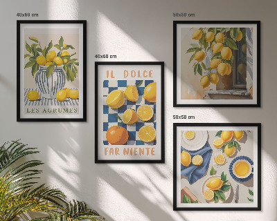 Billedsæt med ramme Retro gule citrusfrugter