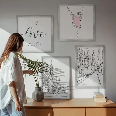 Grafisk ballerinaarkitektur plakat med ramme