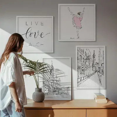 Grafisk ballerinaarkitektur plakat med ramme
