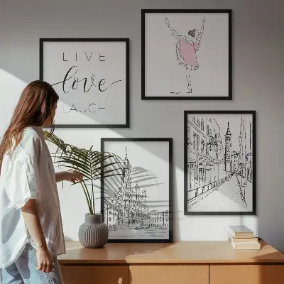 Grafisk ballerinaarkitektur plakat med ramme