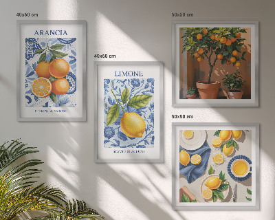 Billedvæg over sofa Illustrationer af citrusfrugter