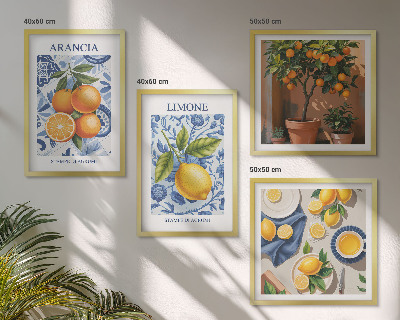 Billedvæg over sofa Illustrationer af citrusfrugter