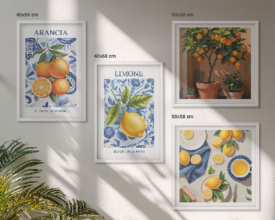 Billedvæg over sofa Illustrationer af citrusfrugter