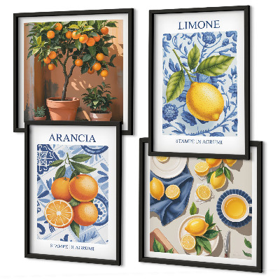Billedvæg over sofa Illustrationer af citrusfrugter