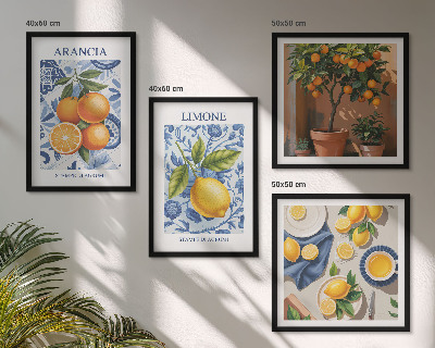 Billedvæg over sofa Illustrationer af citrusfrugter