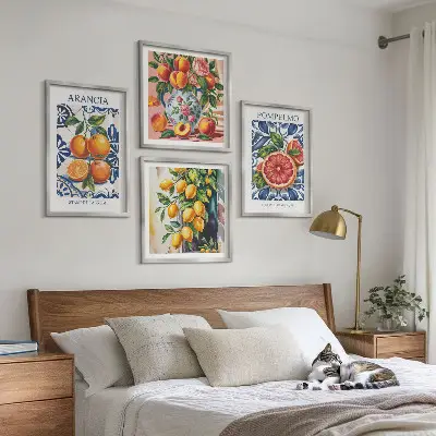 Italienske citrusmodeplakater billedsæt med ramme