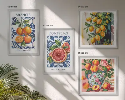 Italienske citrusmodeplakater billedsæt med ramme
