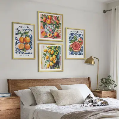 Italienske citrusmodeplakater billedsæt med ramme