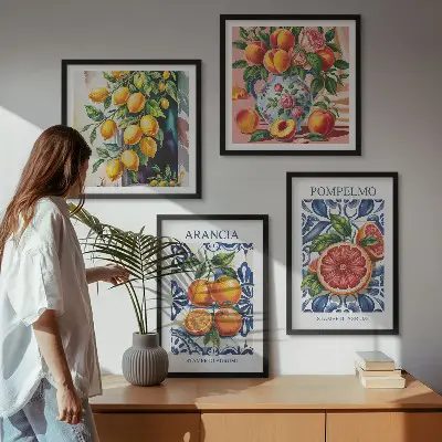 Italienske citrusmodeplakater billedsæt med ramme