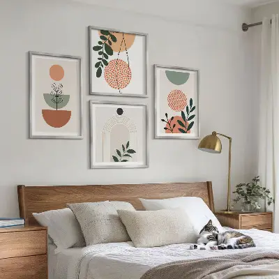 Moderne plantemotiver billedsæt med ramme