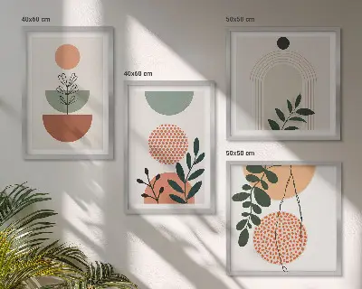 Moderne plantemotiver billedsæt med ramme