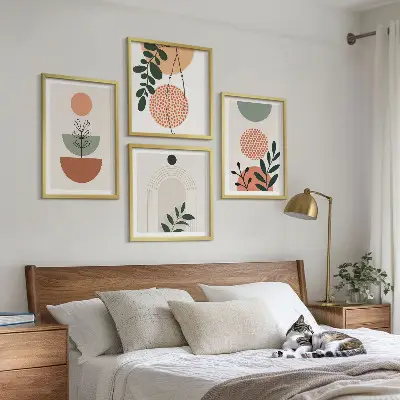 Moderne plantemotiver billedsæt med ramme